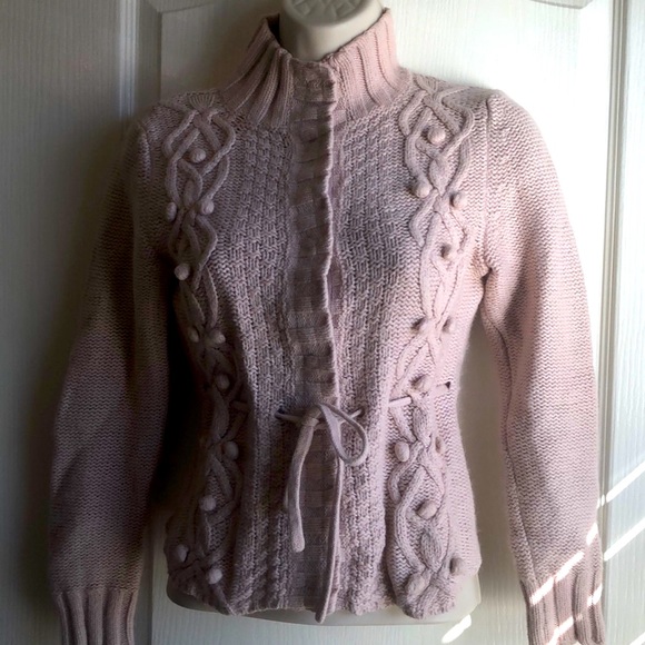 H&M Light Pink Button & Tie Mock Neck Cardigan - Picture 1 of 8